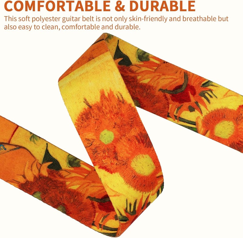 BestSounds Guitar Strap, Bass Guitar Strap, Electric and Acoustic Guitar Straps (Van Gogh Sunflower) - Image 3